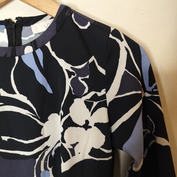 LOFT Long Sleeve Floral Dress w Pockets - Picture 6 of 10